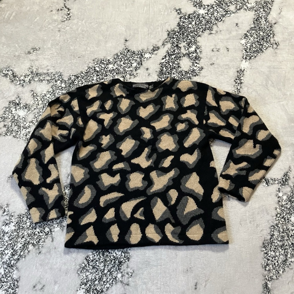 Randall Roy William Kasper Pure Cashmere Sweater Womens Size L Printed Vtg
